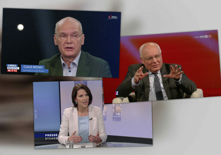 Am Wochenende wurde in zahlreichen Diskussionsformaten über die aktuelle politische Lage debattiert. - Screenshots: tvthek.orf.at / servustv.com